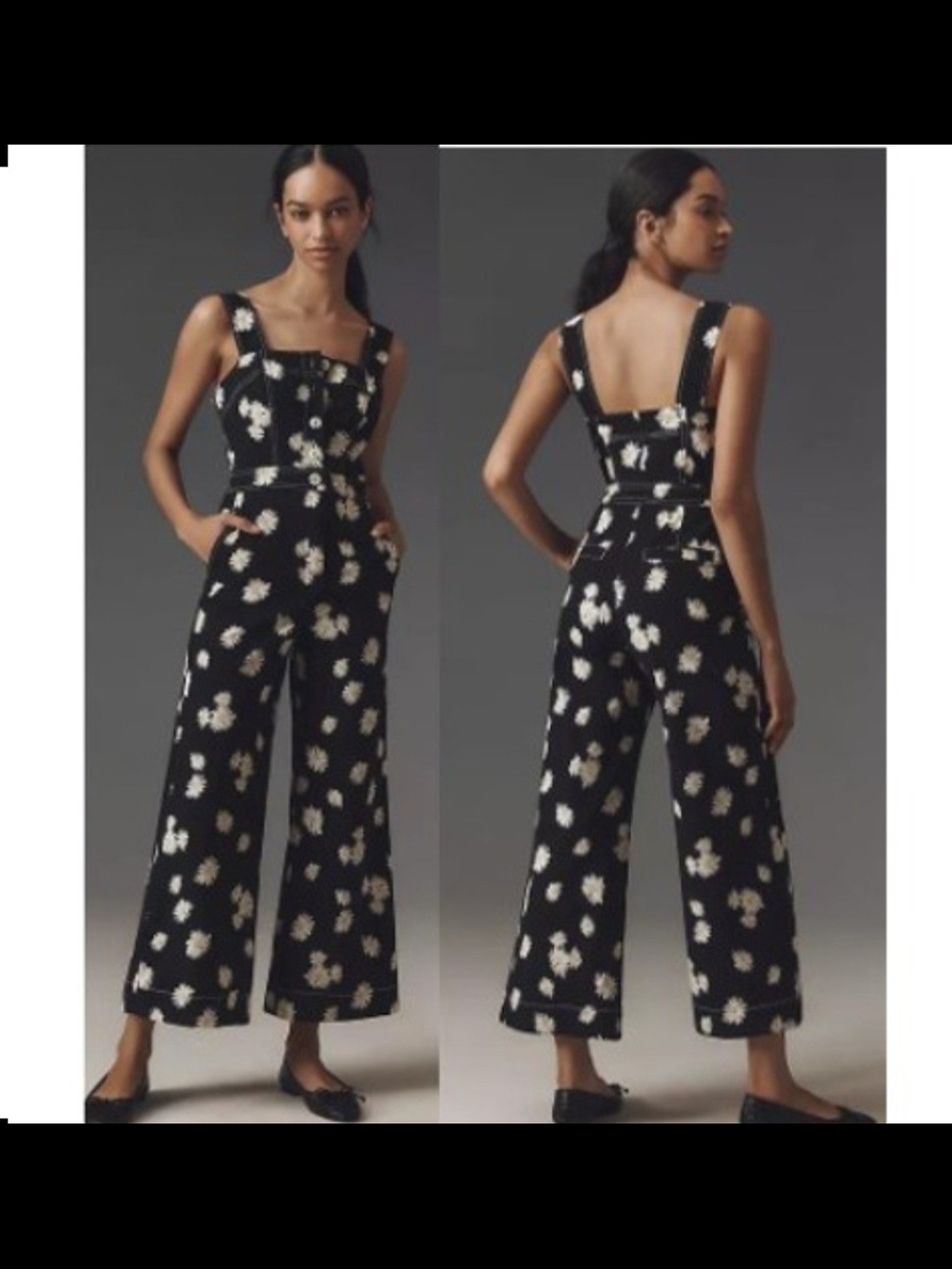 Maeve The Portside Colette Black Floral Wide-Leg Jumpsuit